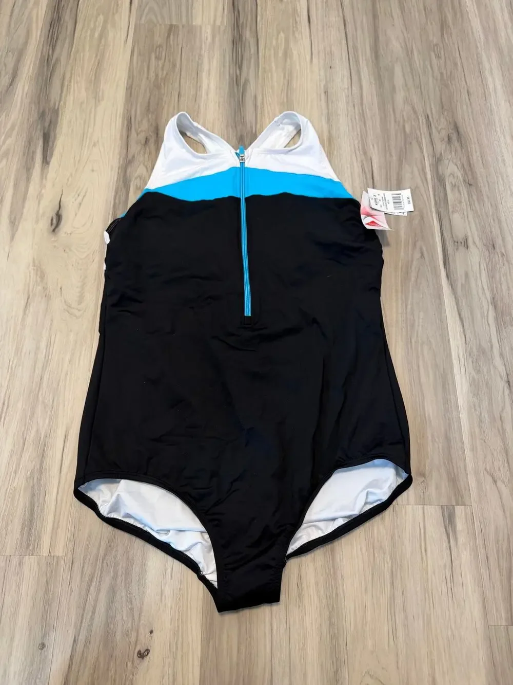 NWT Land's End Women's One Piece Swimsuit Zip Front Lined XL Cross Back